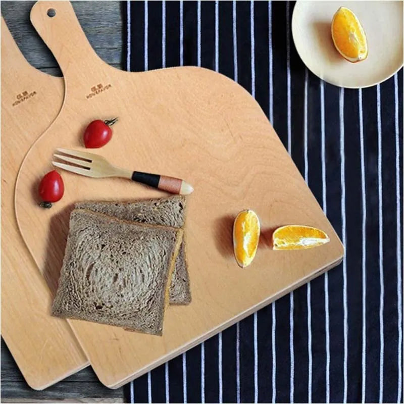 Wood Pizza Board Bread Platter Cheese Plate Cutting Paddle Butcher Block Pizza Cooking Butter Charcuterie Serving Tray Dish Tool