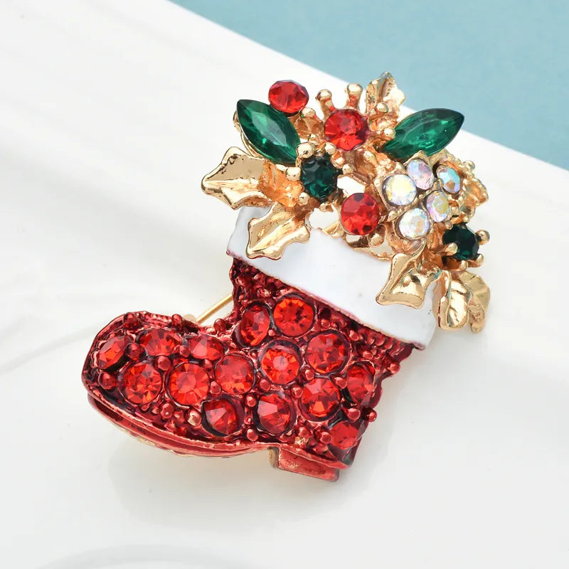 Festive Christmas Brooches to Decorate Santa Boots and Create a Sparkling Look