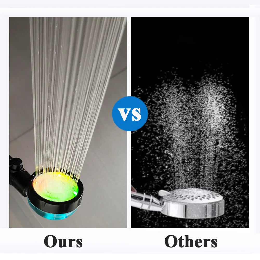 Digital Temperature Display High Pressure Shower Head 3/7 Colors Changes Temperature Sensor LED Fan Showerhead With Stop Button