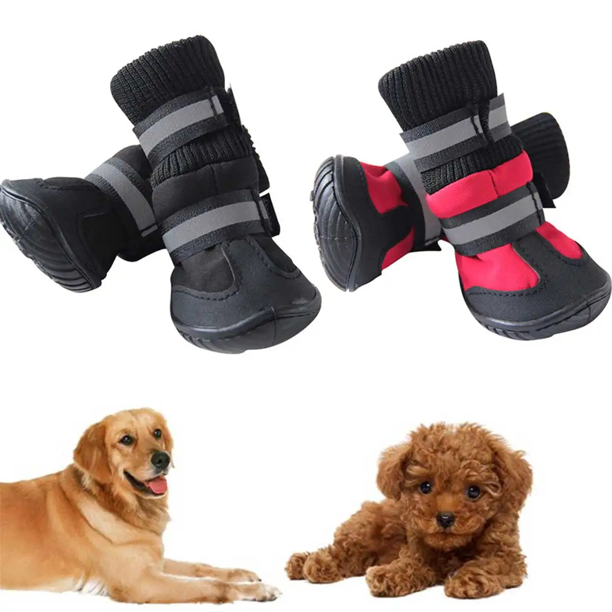 4/Pcs Dog Shoes High Waist Golden Retriever Samos Husky Waterproof Non-Slip Winter Dog Feet Large Dog Cotton Boots Pet Shoes