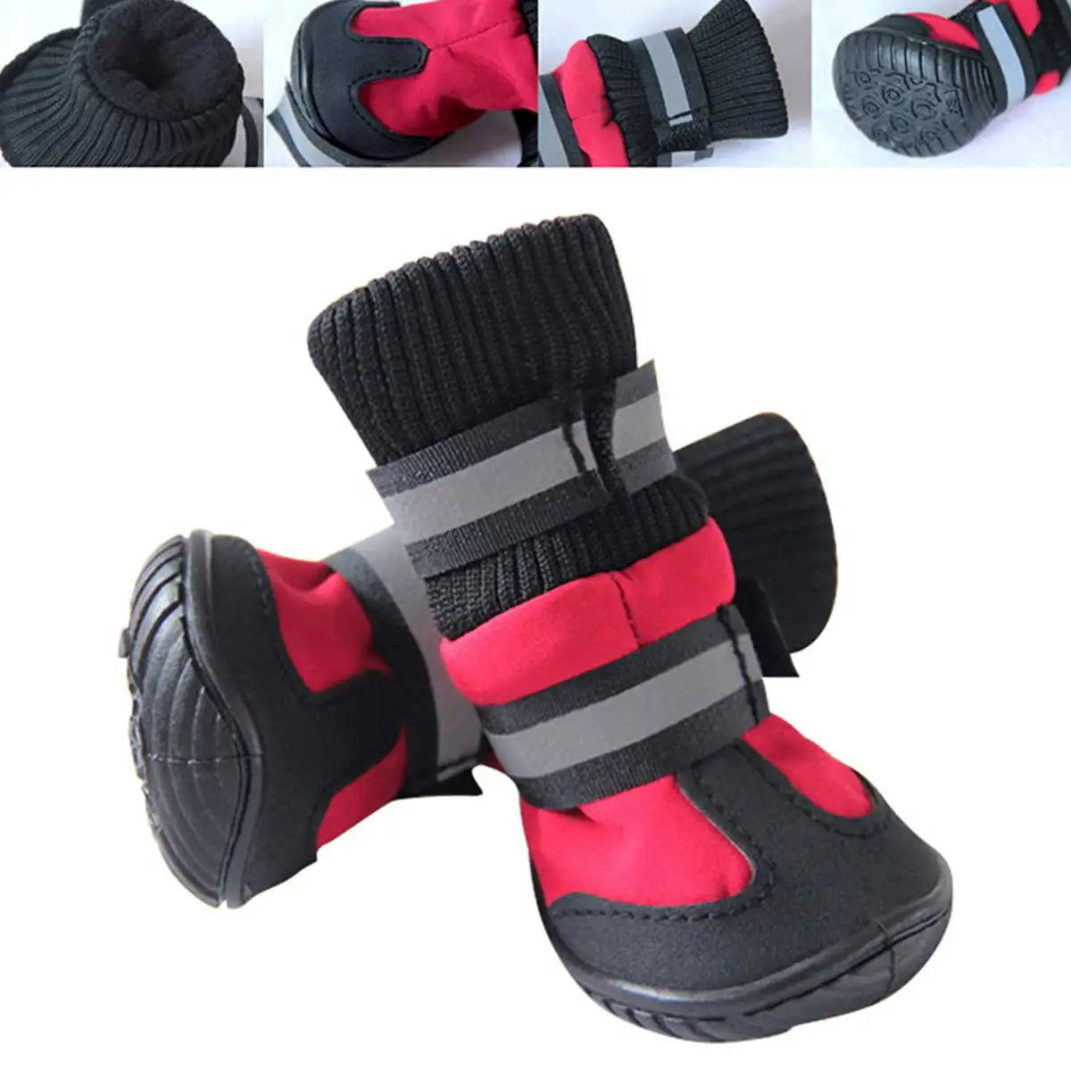 4/Pcs Dog Shoes High Waist Golden Retriever Samos Husky Waterproof Non-Slip Winter Dog Feet Large Dog Cotton Boots Pet Shoes